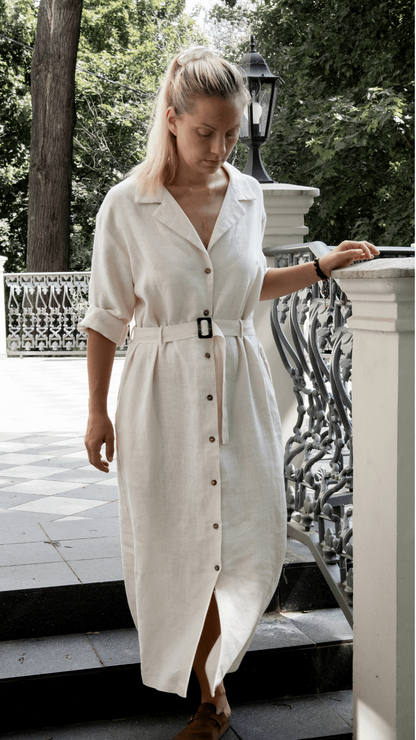 Linen button-down long dress