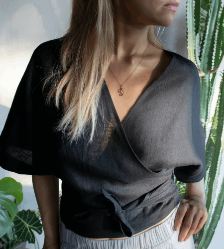 Linen Wrap Top