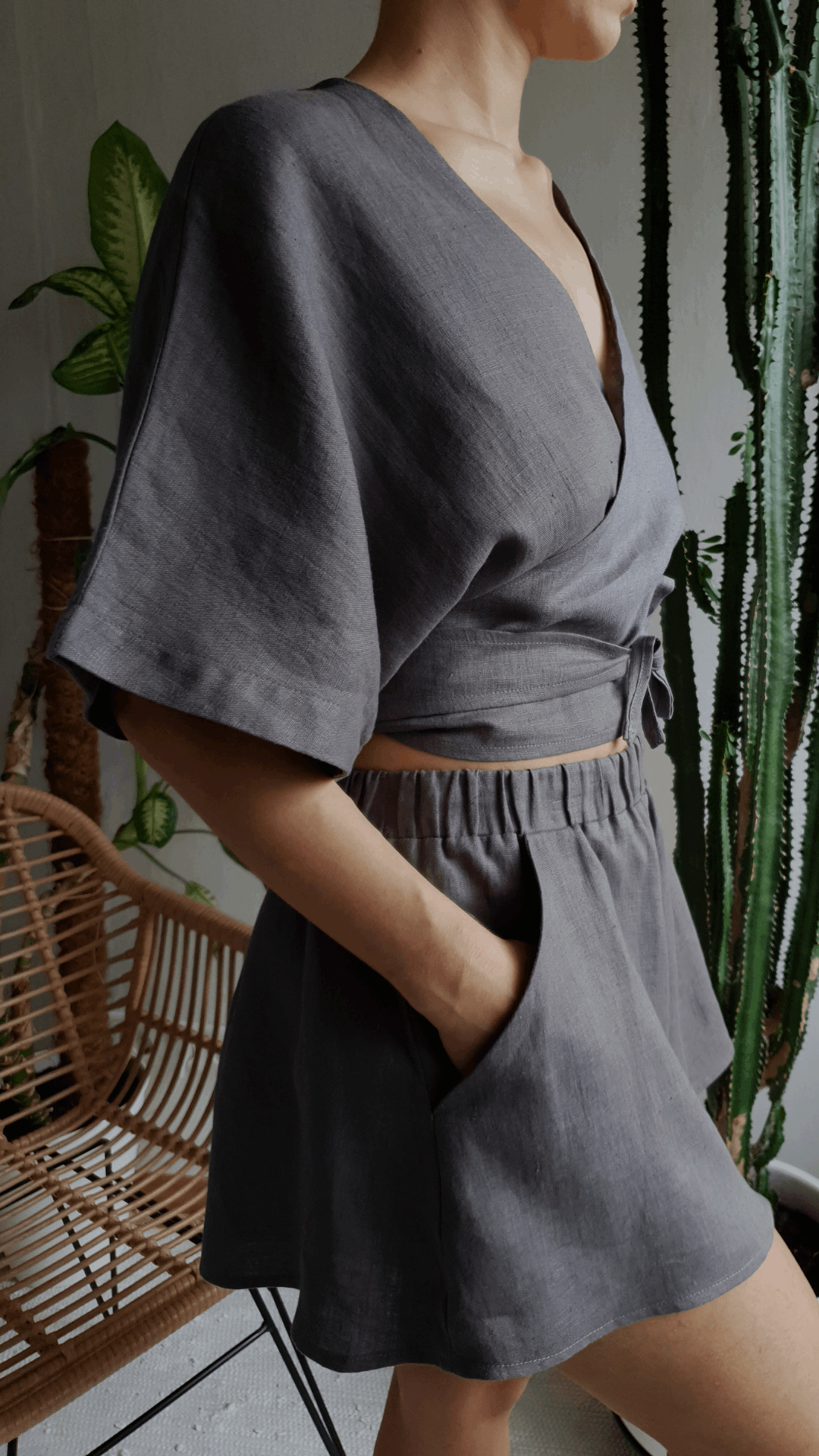 Linen Set - Wrap top & Shorts