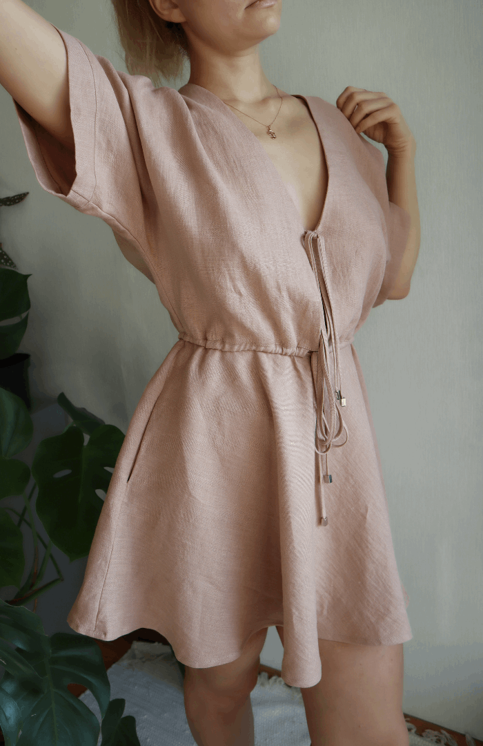 Linen Wide Skirt Dress