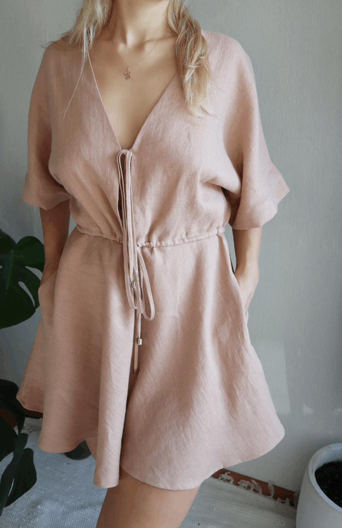 Linen Wide Skirt Dress