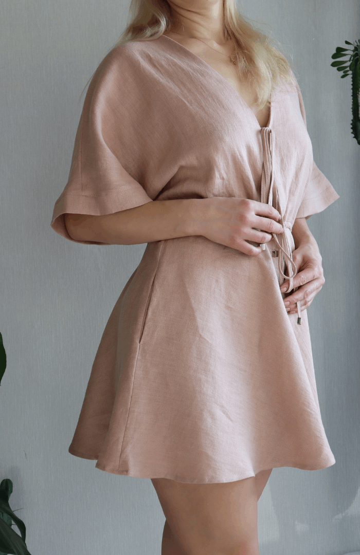 Linen Wide Skirt Dress