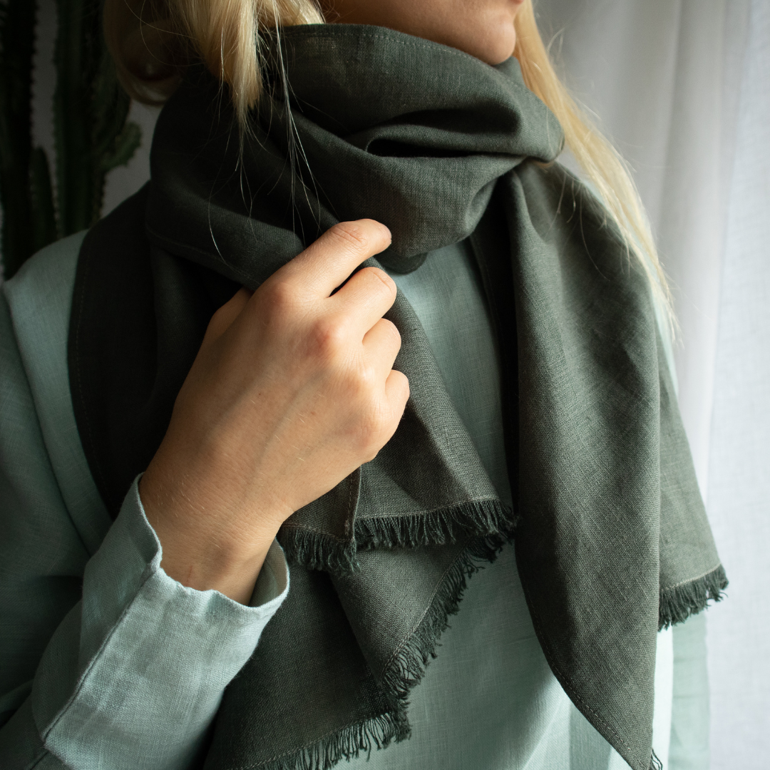 Natural linen discount scarf