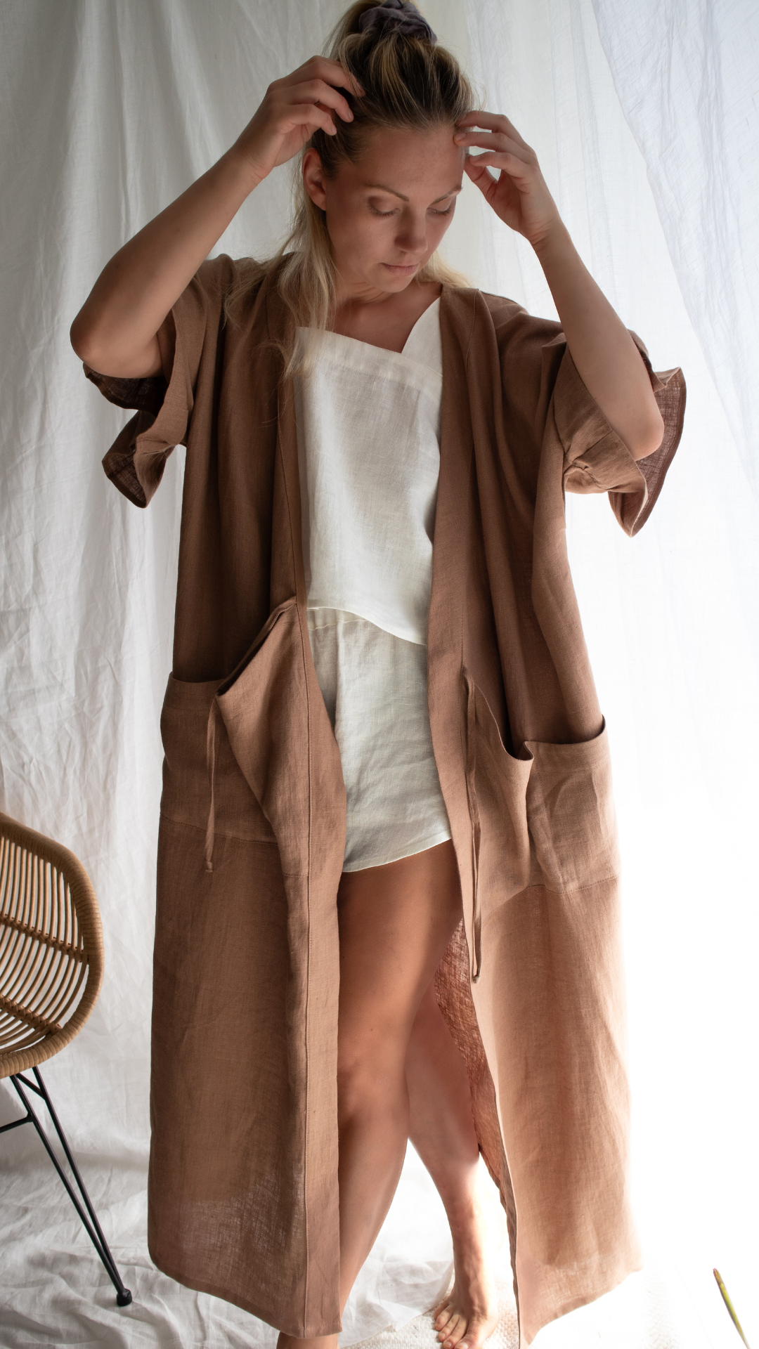 Natural Linen Kimono Robe