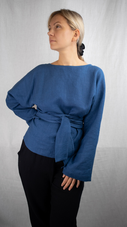 Linen kimono-sleeves Blouse