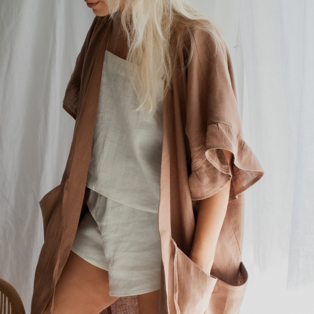 Natural Linen Kimono Robe