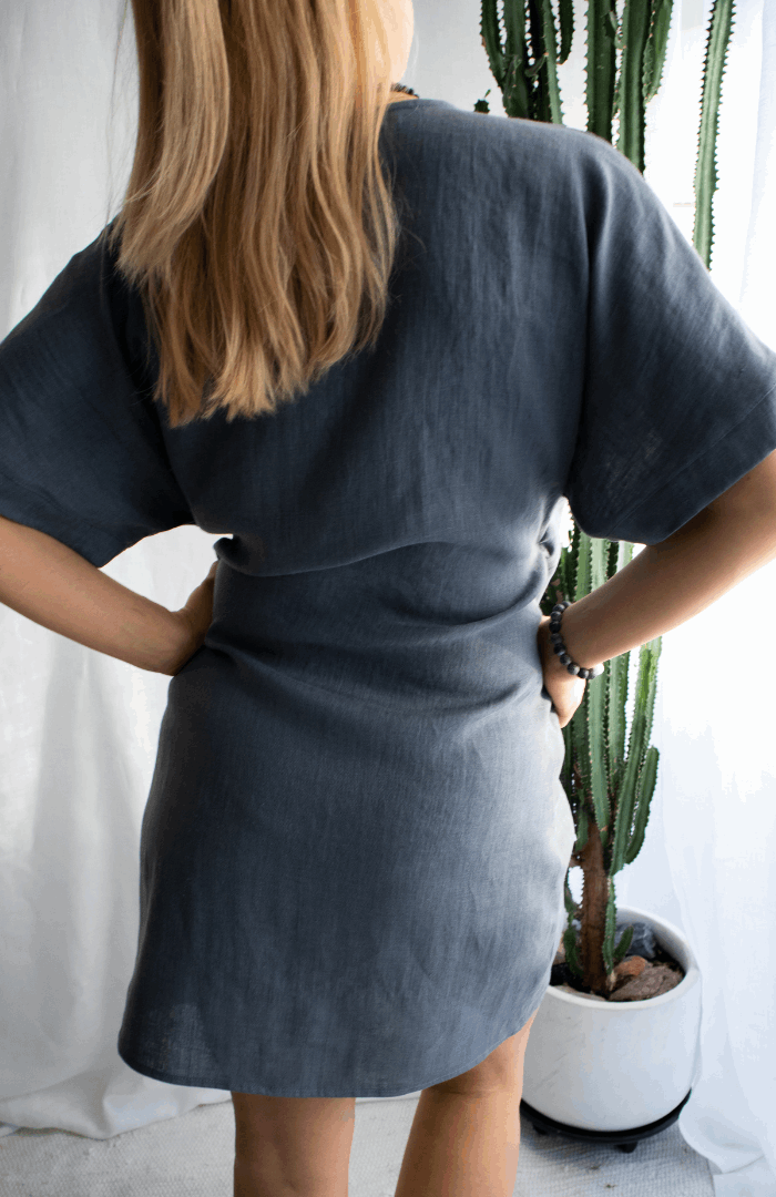 Linen Kimono Wrap Dress