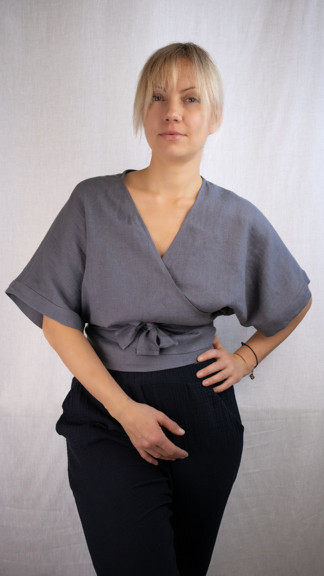 Linen wrap top