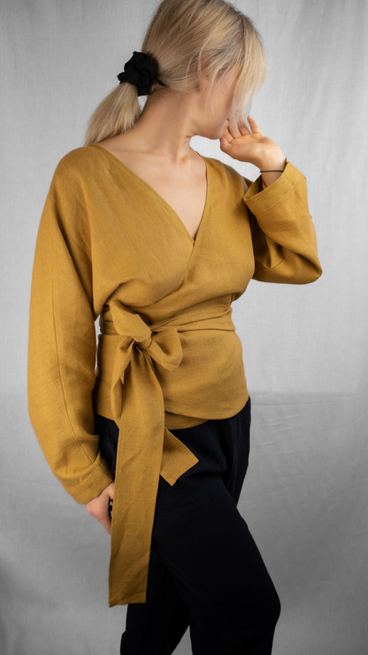 Linen kimono-sleeves Blouse