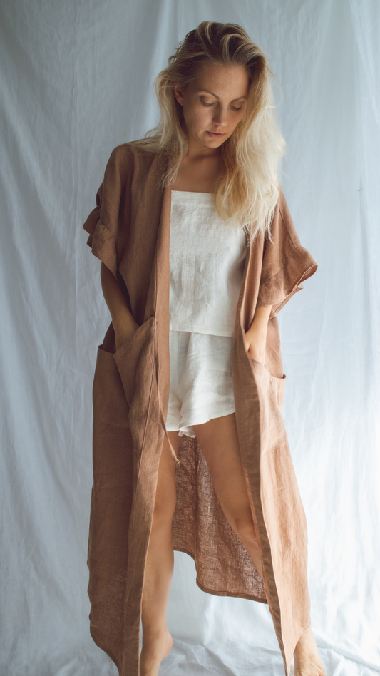 Natural Linen Kimono Robe