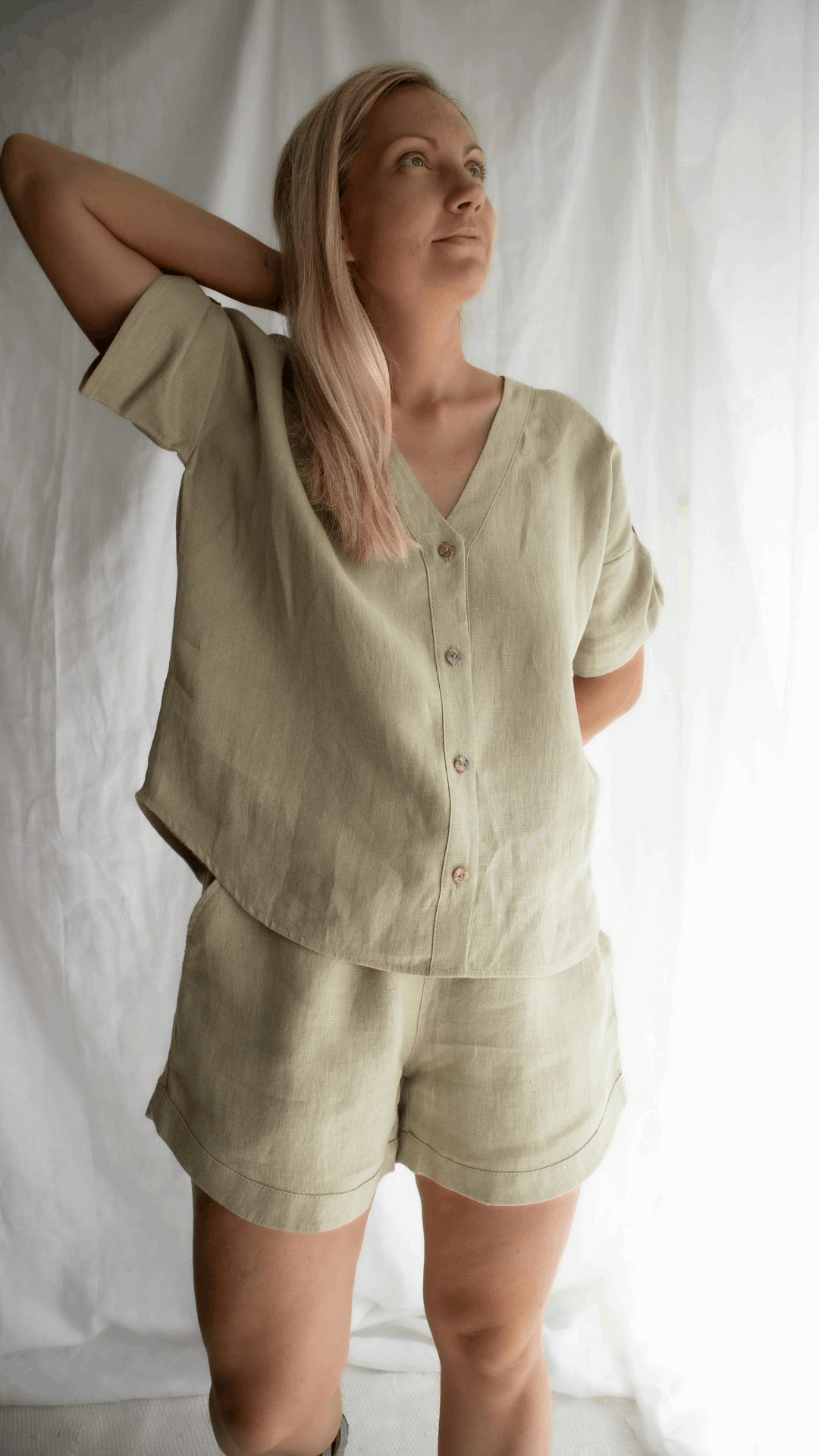 Linen Set - Blouse & Shorts