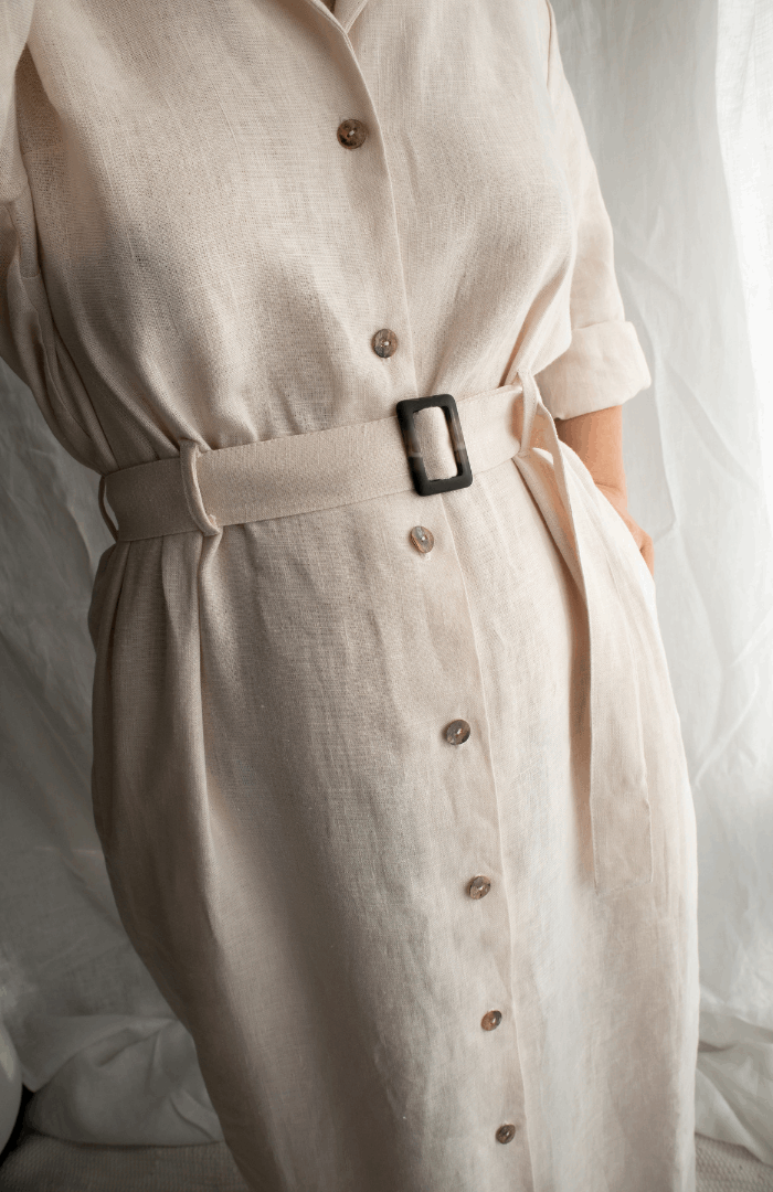 Linen button-down long dress