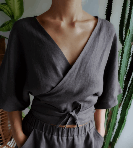 Linen Wrap Top