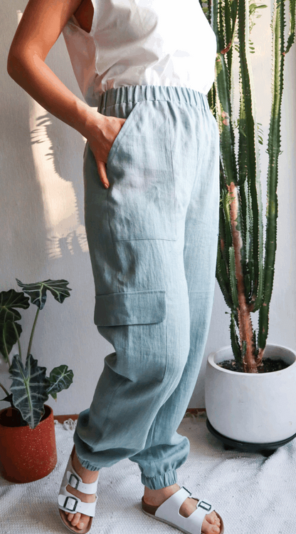 Linen Pants with Cargo Pockets