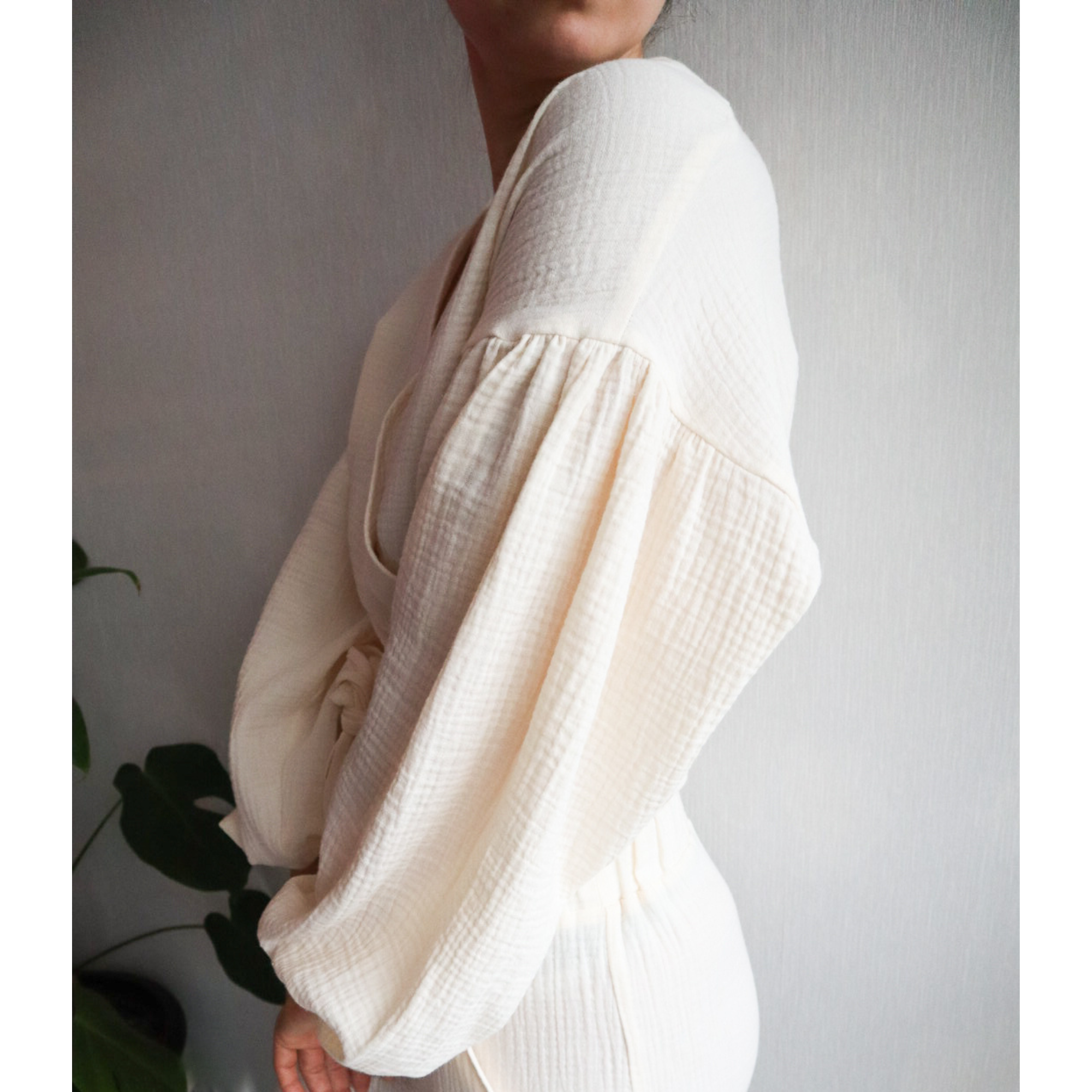 Ready to ship Muslin Puffed Sleeves Set  Top & Pants