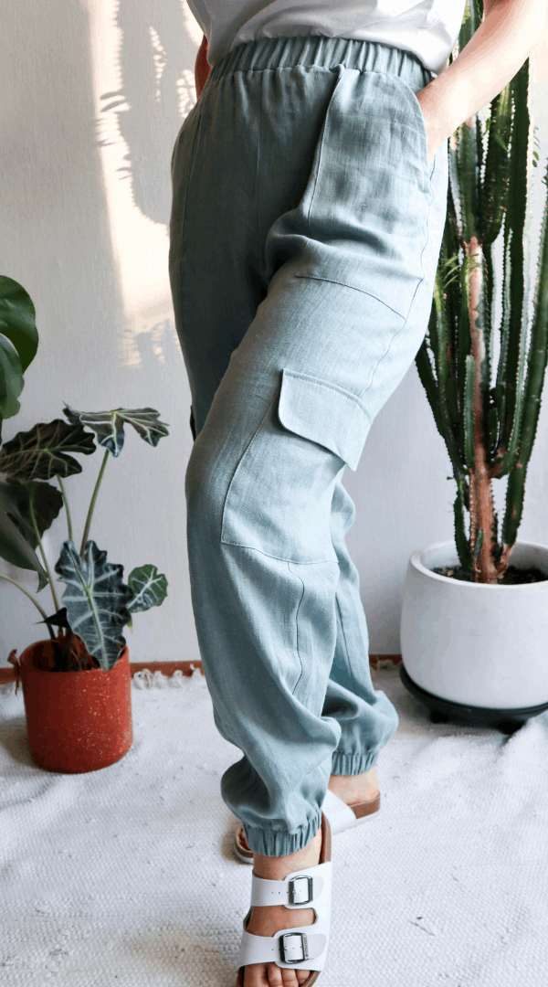 Linen Pants with Cargo Pockets