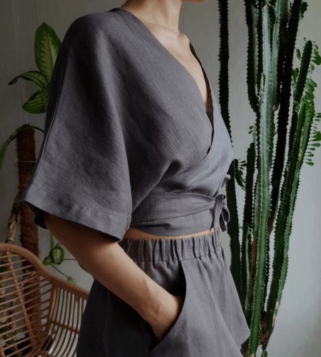 Linen Wrap Top