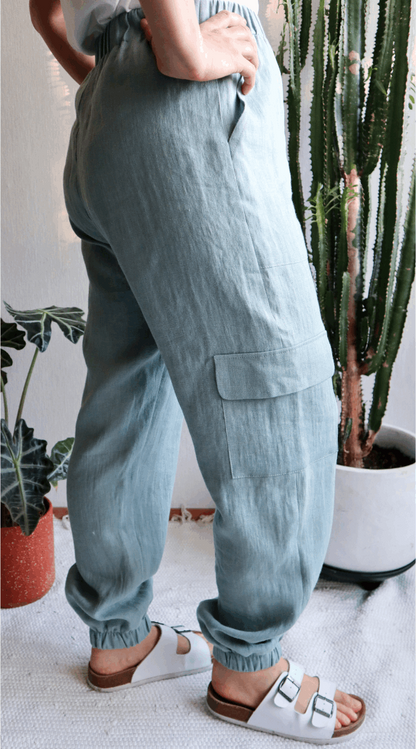 Linen Pants with Cargo Pockets