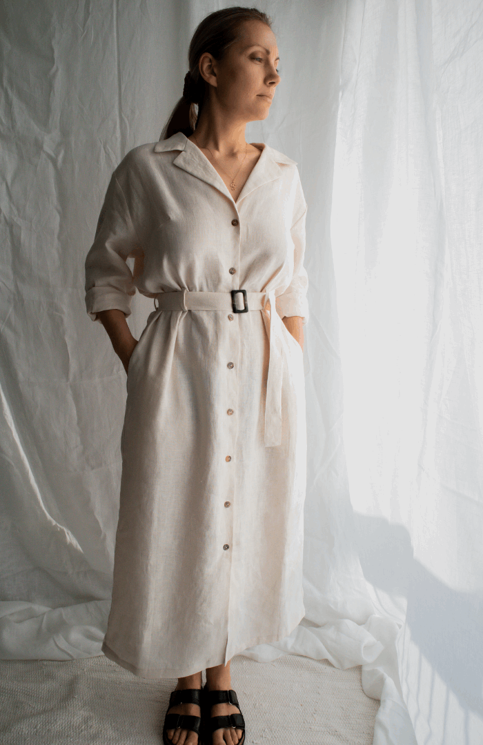 Linen button-down long dress