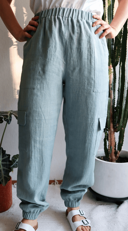 Linen Pants with Cargo Pockets