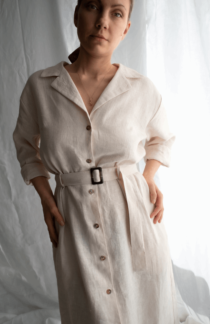 Linen button-down long dress