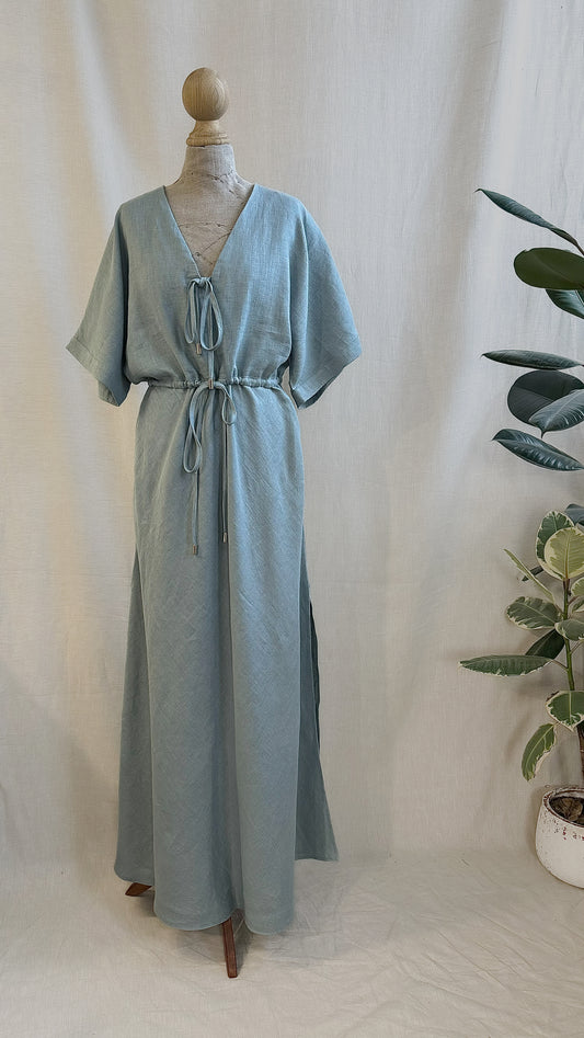 Ready To Ship. Linen Dress  Summer Spring V-Neck Dress