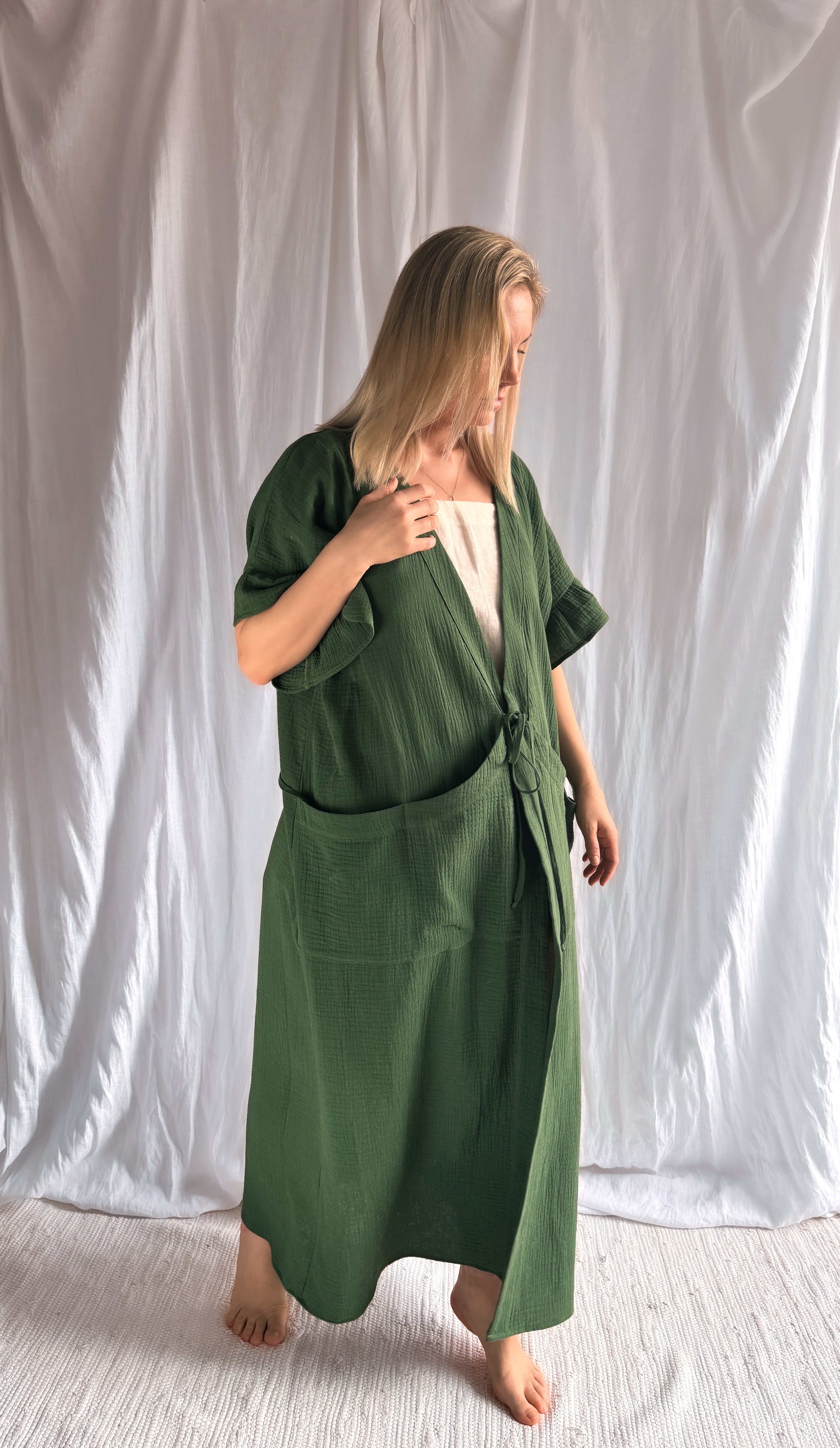 Natural Cotton Kimono Robe