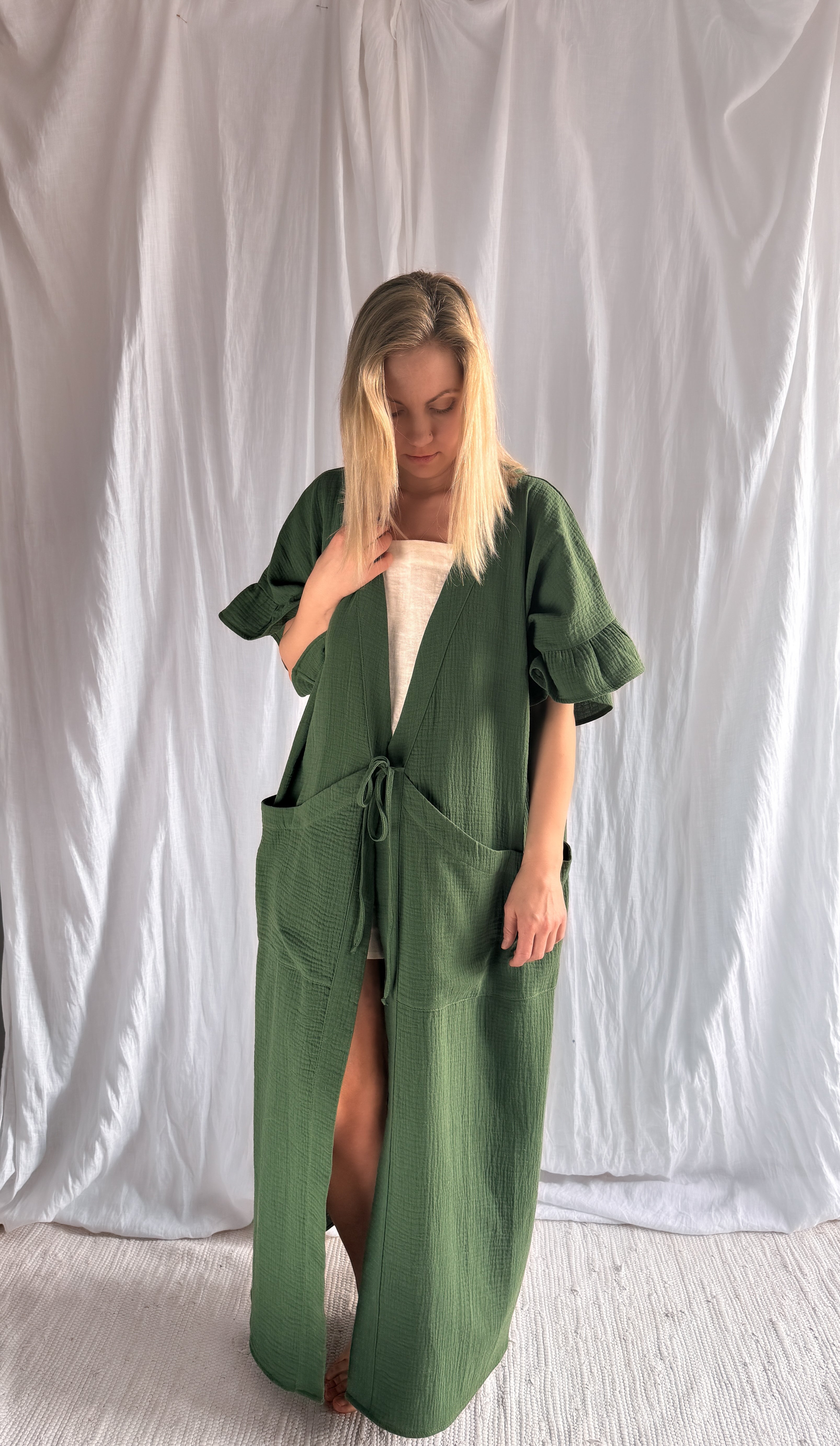 Natural Cotton Kimono Robe