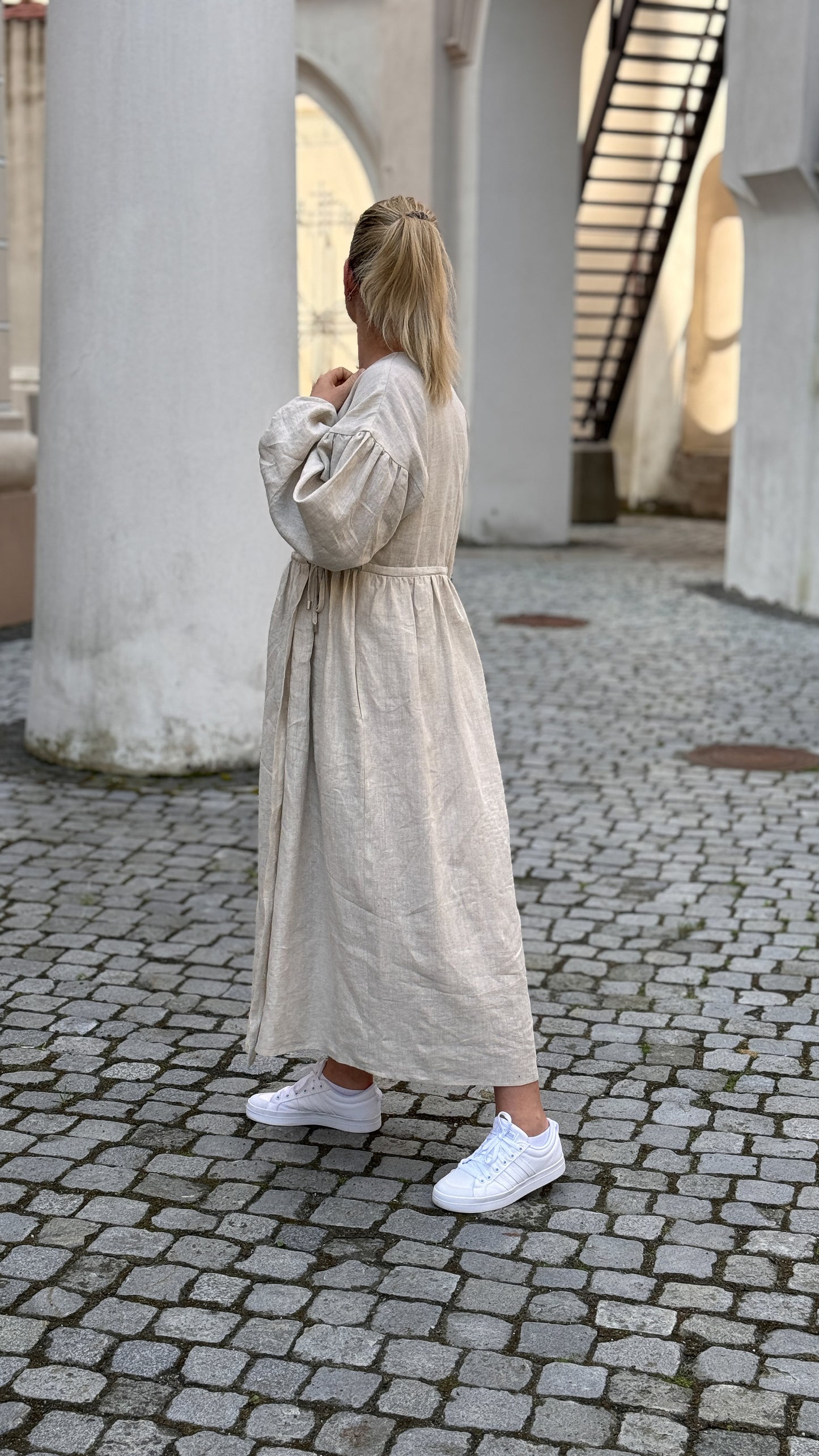 Natural Linen Boho Dress, Maxi dress