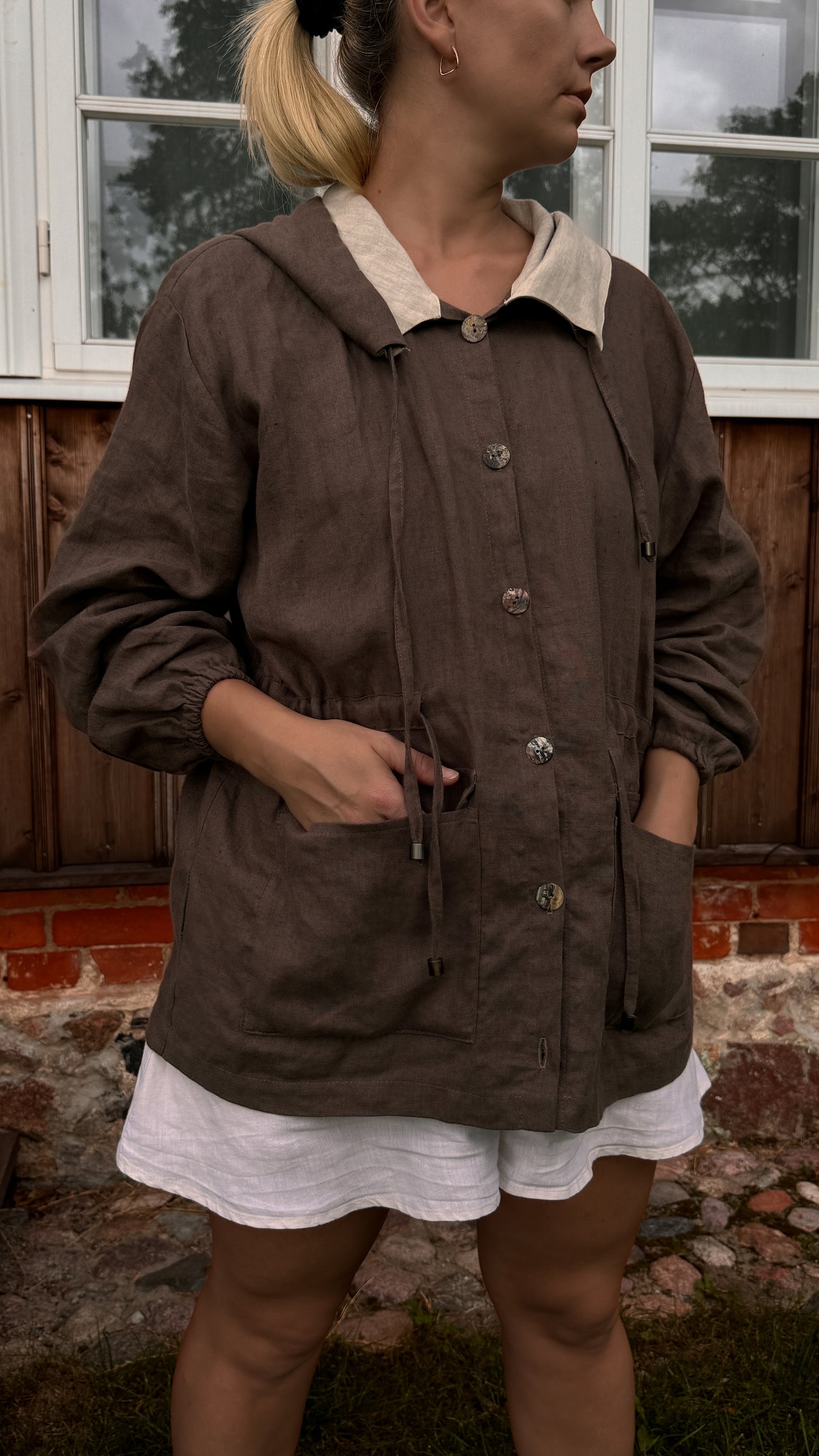 Natural Linen Hoody Jacket