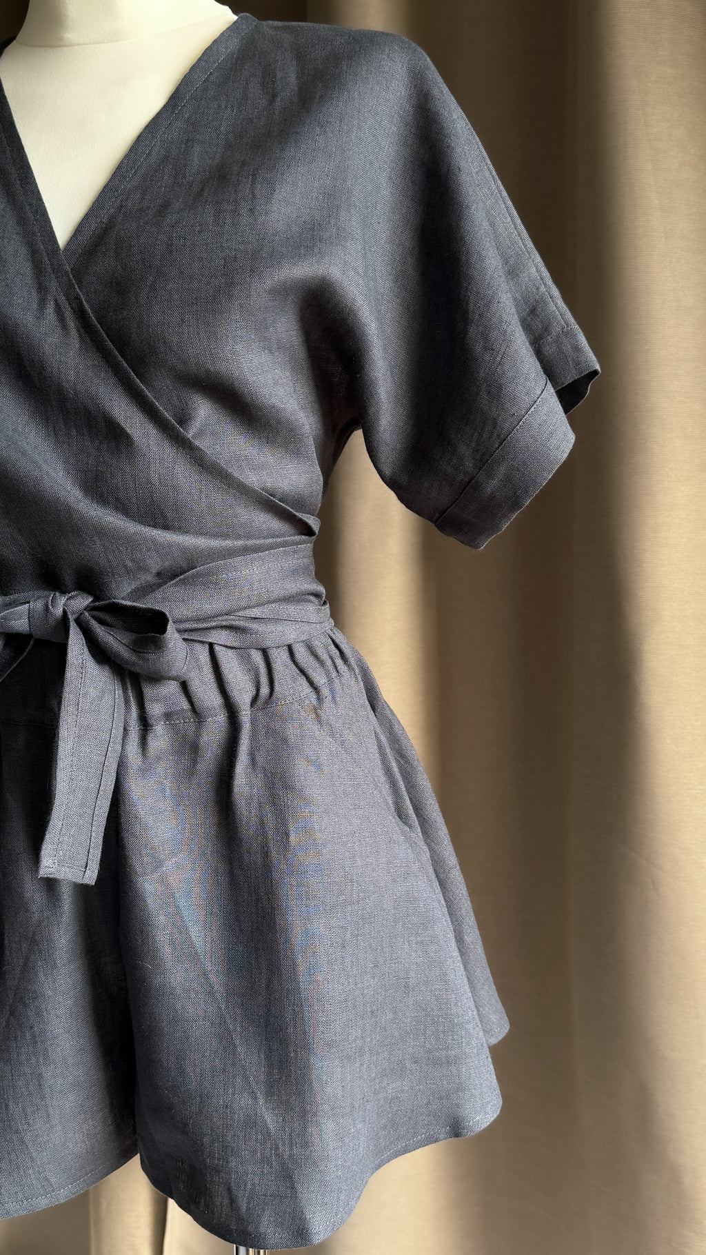Ready to ship-Linen Set - Wrap top & Shorts