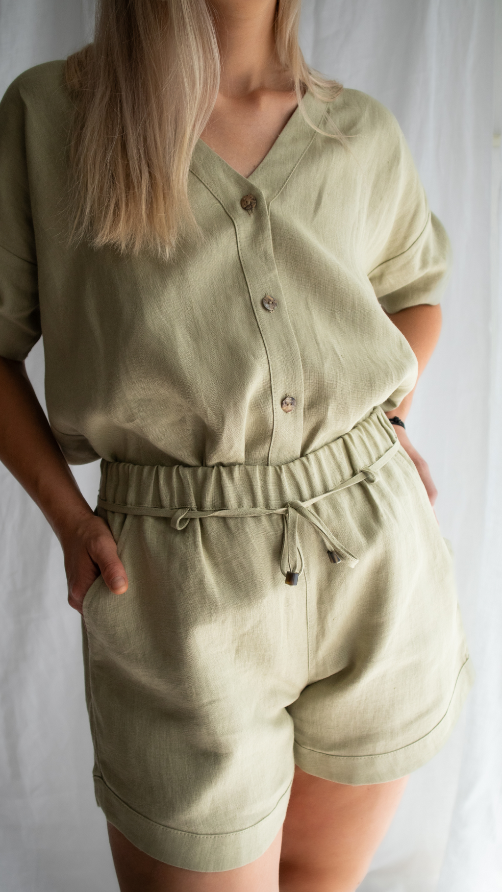Natural Soft Linen "V-neck" Shirt