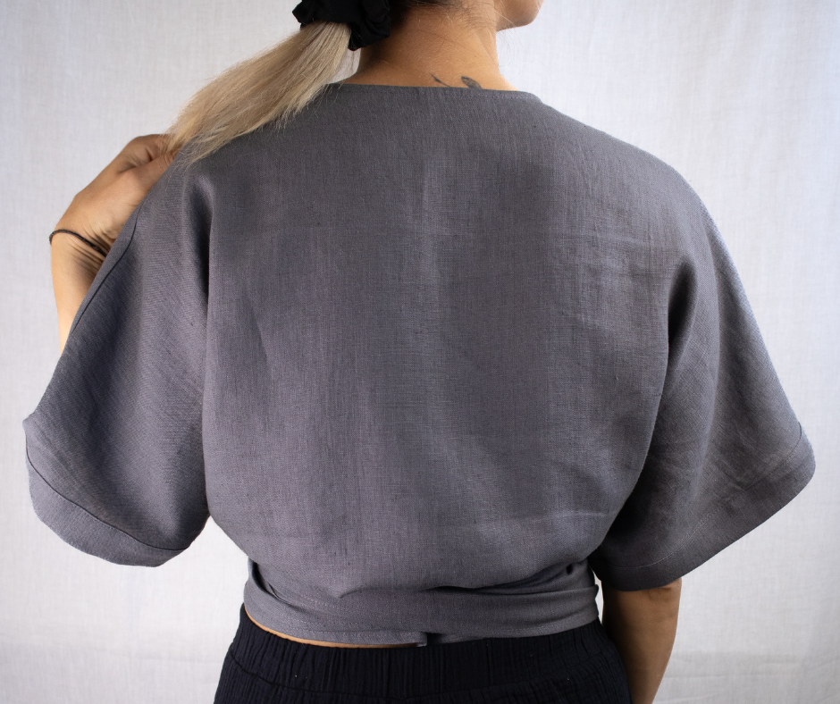 Linen wrap top