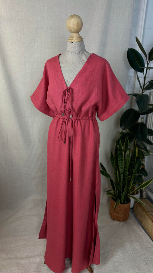 Ready To Ship. Linen Dress  Summer Spring V-Neck Dress